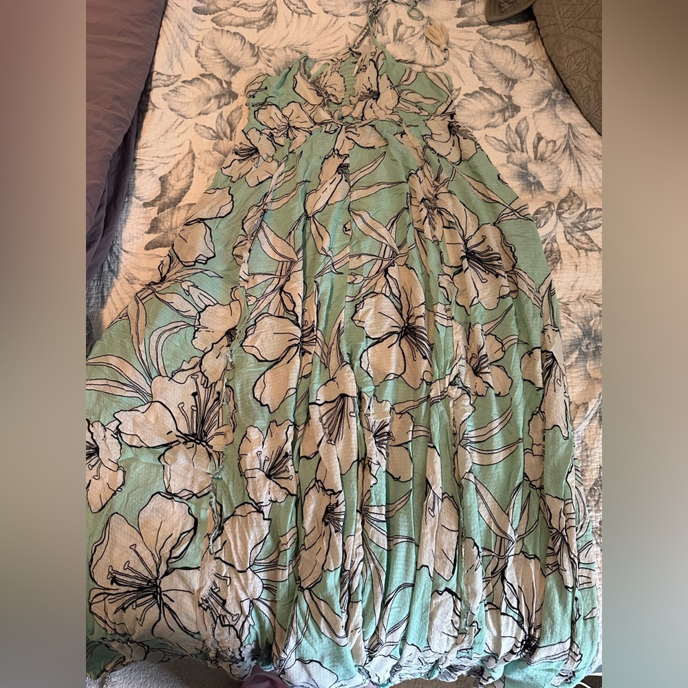 Free People Wide Leg Pants in Blue and Black - Picture 3 of 4
